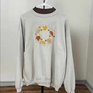 & Other Stories Beige Sweater with Leaf Motif